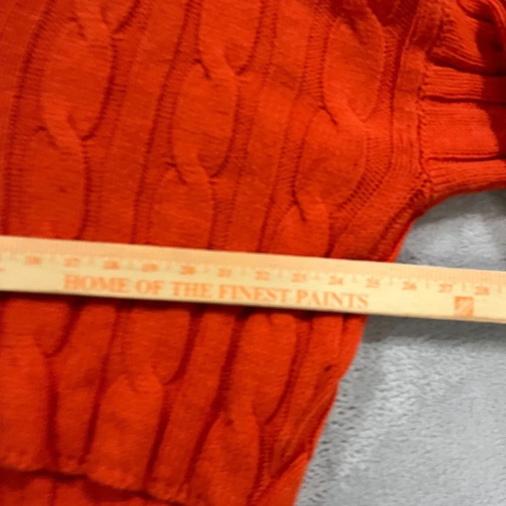 Madewell Sweater Womens Large Orange Cotton Blend Cable Knit Pullover‎ Cottage